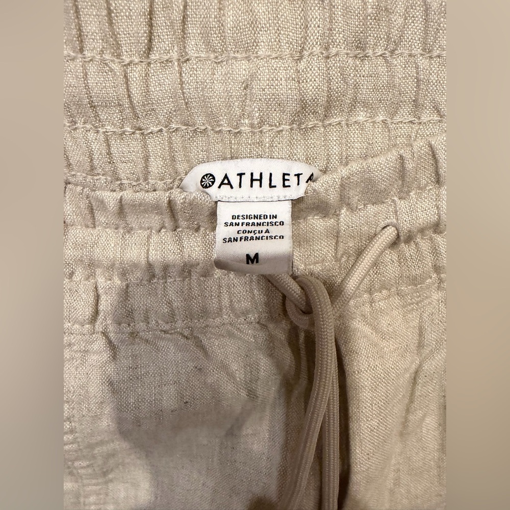 NWT Athleta Retreat High Rise Linen Ankle Pant, Undyed (natural or cream) Medium - Picture 4 of 7